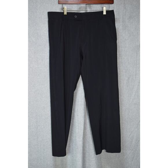 Hugo Boss Dress Pants Men’s 34R Black Flat Front Slim Fit - Picture 1 of 3